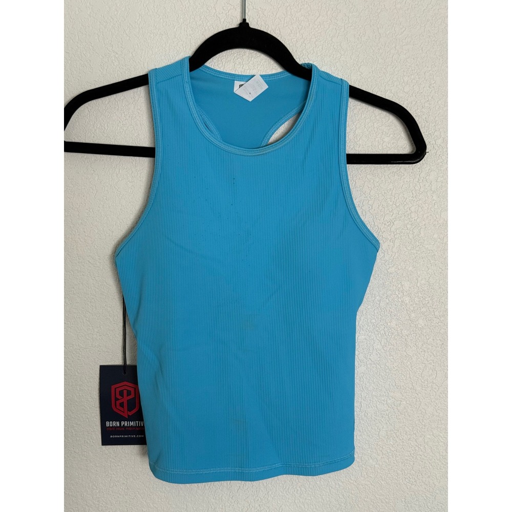 Born Primitive Perfect Ribbed Tank Aquarius Blue Racerback Small